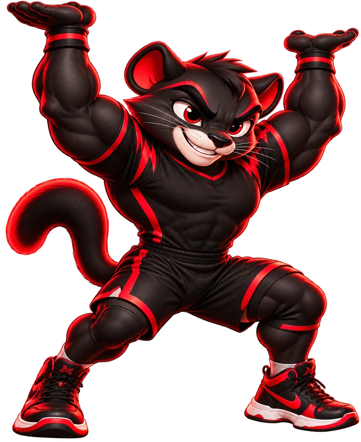 Puma, mascota de Coach Jaime Muñoz, en pose de fuerza